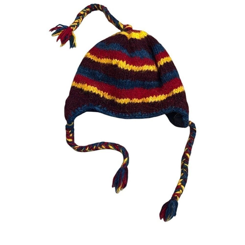 Wool Winter Beanie Fleece Lined Cap Ear Flaps Sherpa Peruvian Nepal